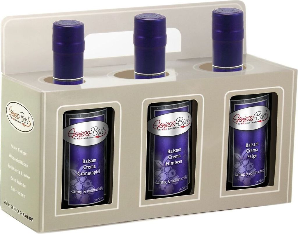 Balsamico Creme Geschenkbox 3x0,35L Granatapfel / Himbeere / Feige in