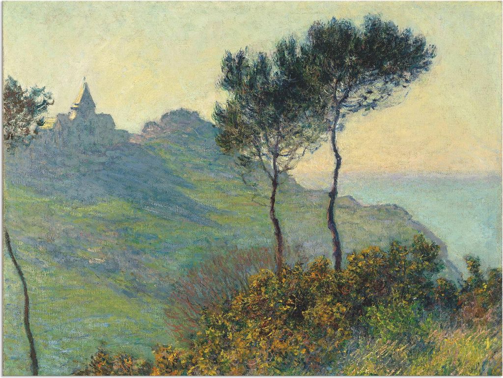 ARTland Wandbild Alu für Innen & Outdoor Die Kirche von Varengeville Abendsonne Größe: 120x90 cm