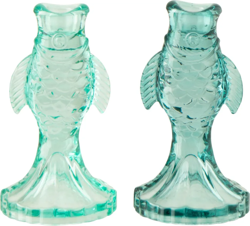 Bougeoir Poisson Verre pour Ambiance Zen et Table de Fête Turquoise - x2