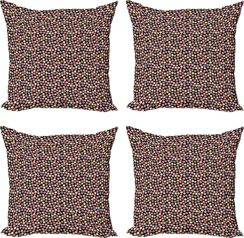 ABAKUHAUS Pastell Kissenbezug Set (4 Stück), Handgemalte Stil Spots, Moderner Doppelseitiger Digitaldruck, 60 cm x 60 cm, Mehrfarbig