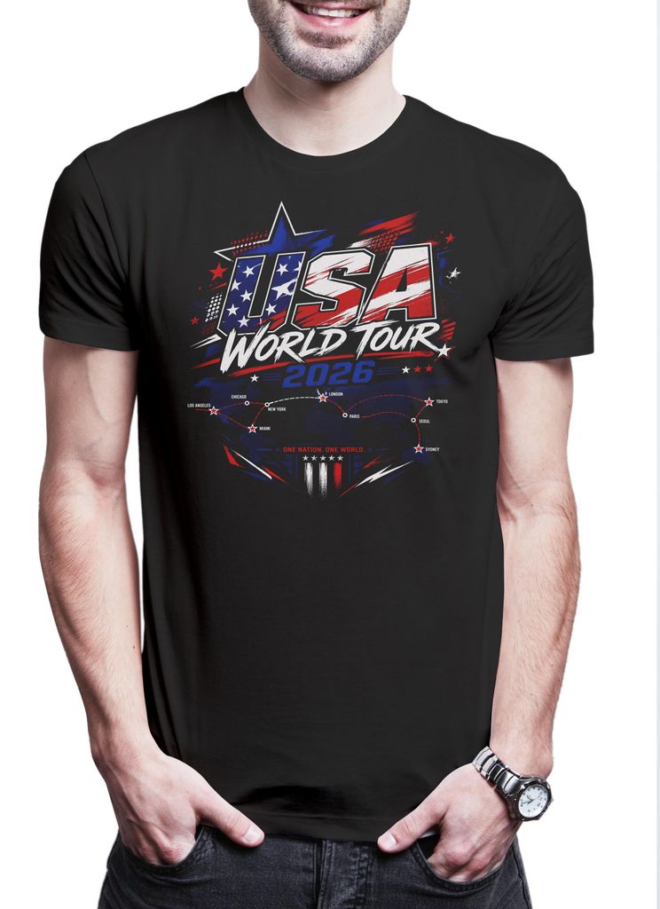 Urban Backwoods Team USA 4, Herren T-Shirt, Farbe: Schwarz, Größe: 2XL