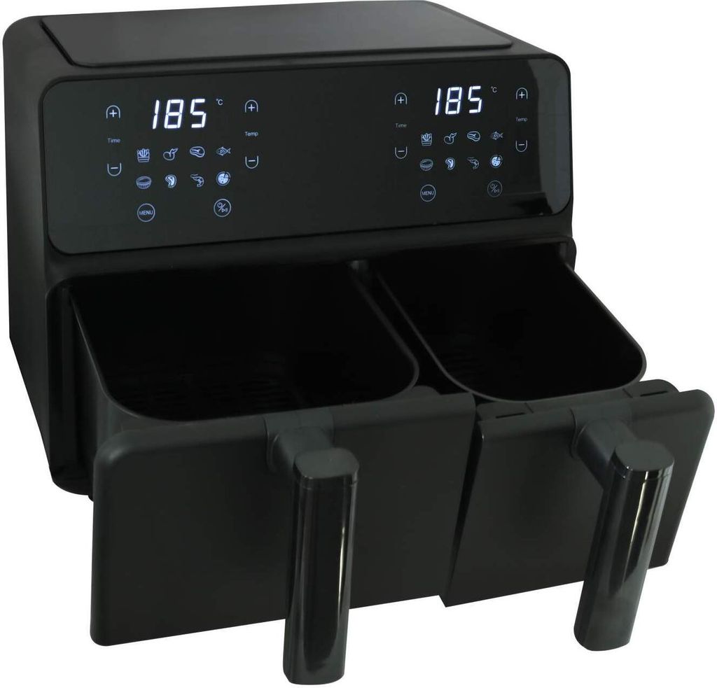 Doppel Heißluft Fritteuse 9 Liter 5,5/3,5 l schwarz 2200 Produktbild 