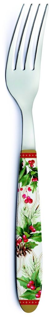Gabel Christmas Berries mit Ilex und Beeren L. 20cm Stahl + Kunststoff Easy Life