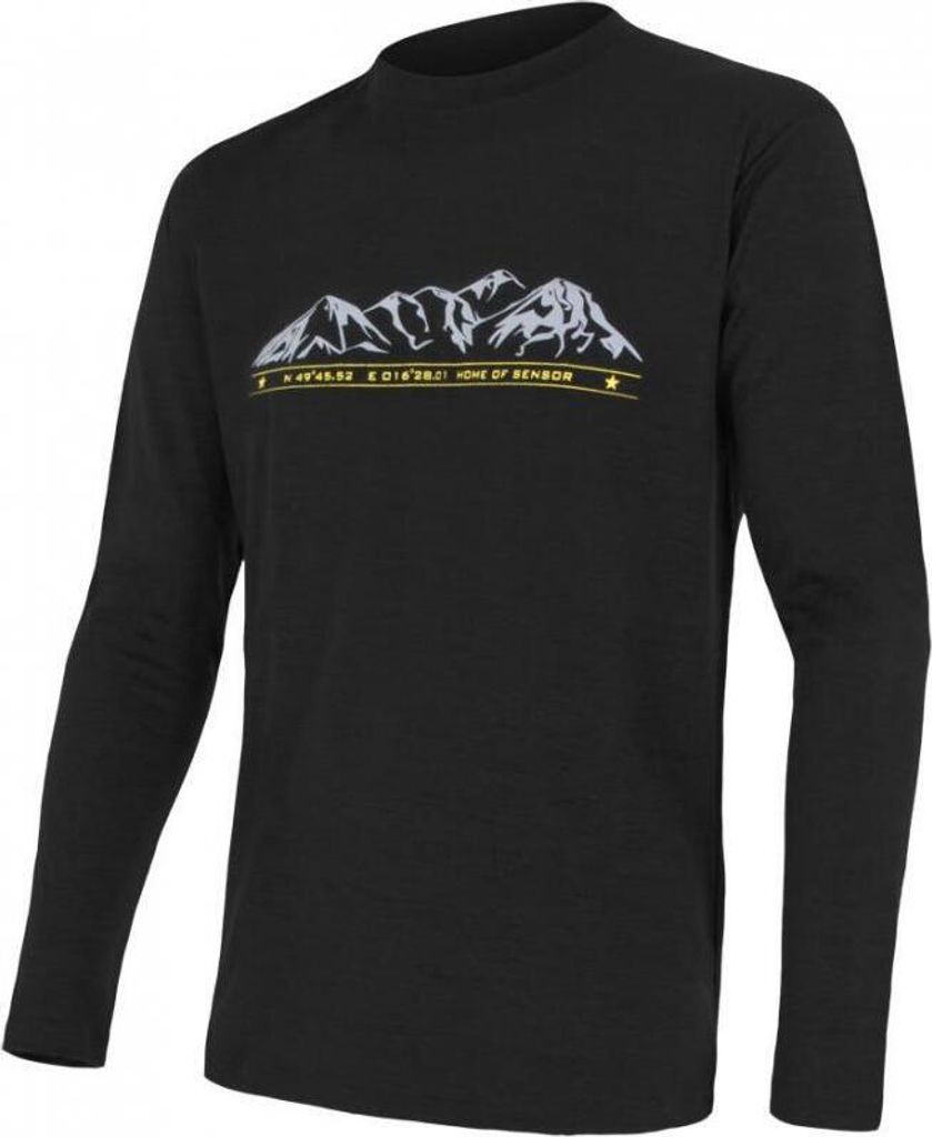 T-Shirt Sensor Merino Wool PT mountains Herren langarm schwarz größe 3XL 15200015-05