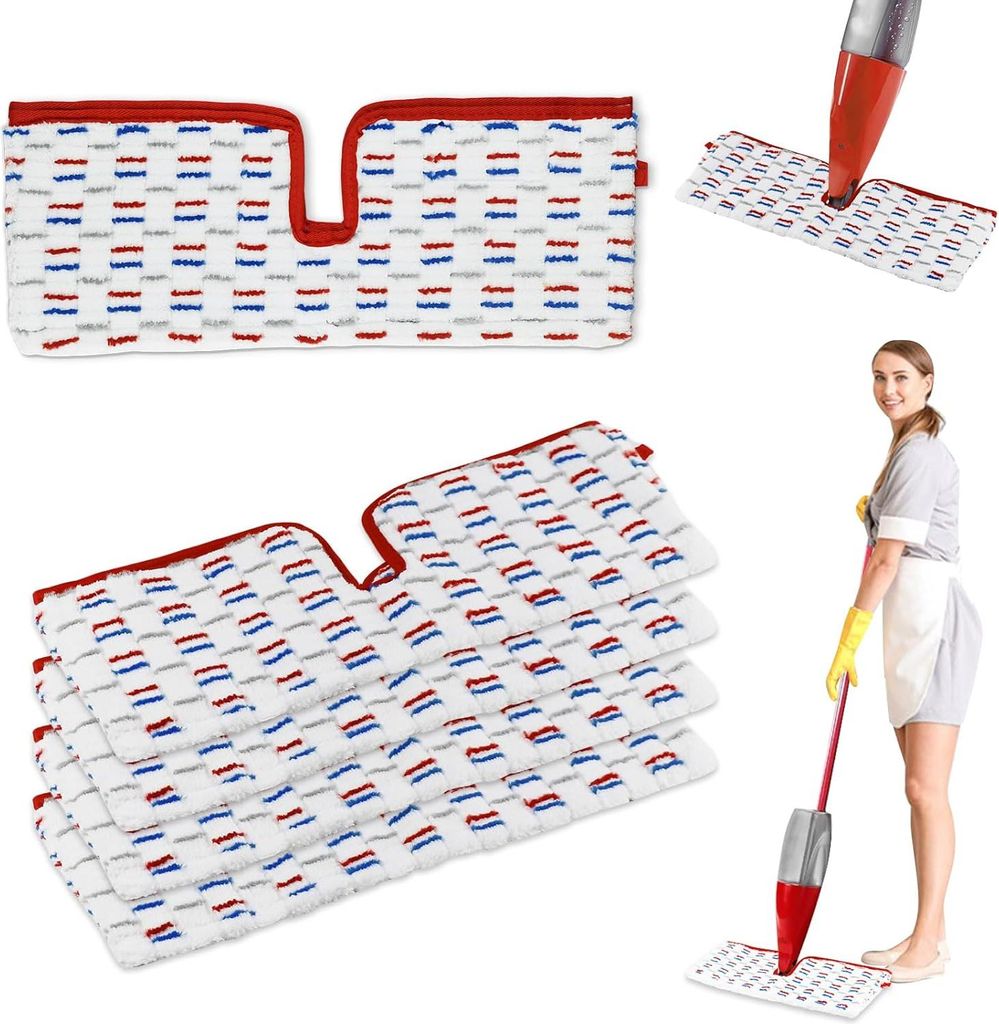 5er-Pack Vileda Spray Mop Nachfüll-Mikrofaser-Set, 2-in-1 wiederverwendbare Pads für Vileda 1-2 Spray Max Mop, rote und blaue Nachfüllpackungen,...