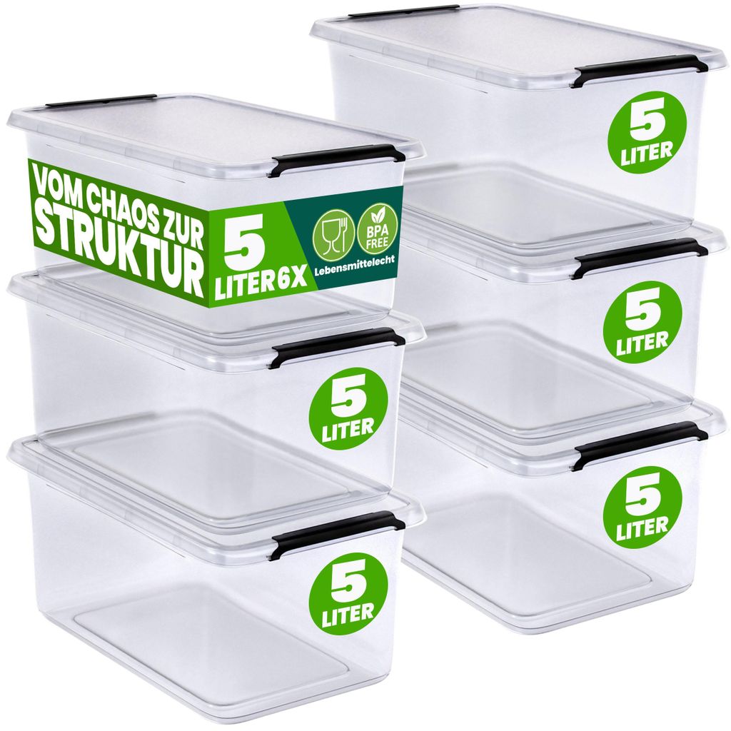 DEUBA® 6x Aufbewahrungsbox mit Deckel 5L Box Kunststoff Produktbild 