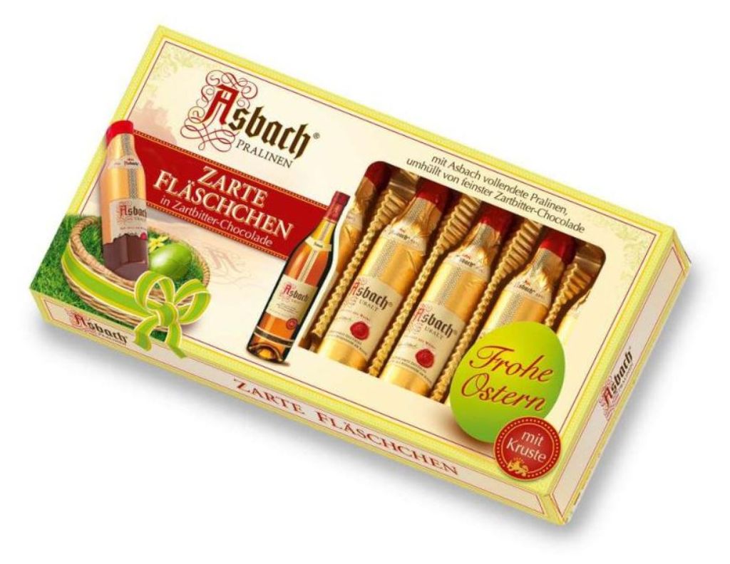 Asbach Likör Pralinen Osterfläschchen Zartbitterschokolade 100g
