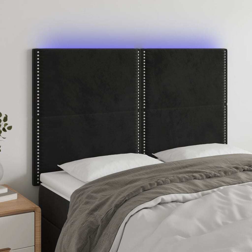 Maison Exclusive - LED Kopfteil Schwarz 144x5x118/128 cm Samt