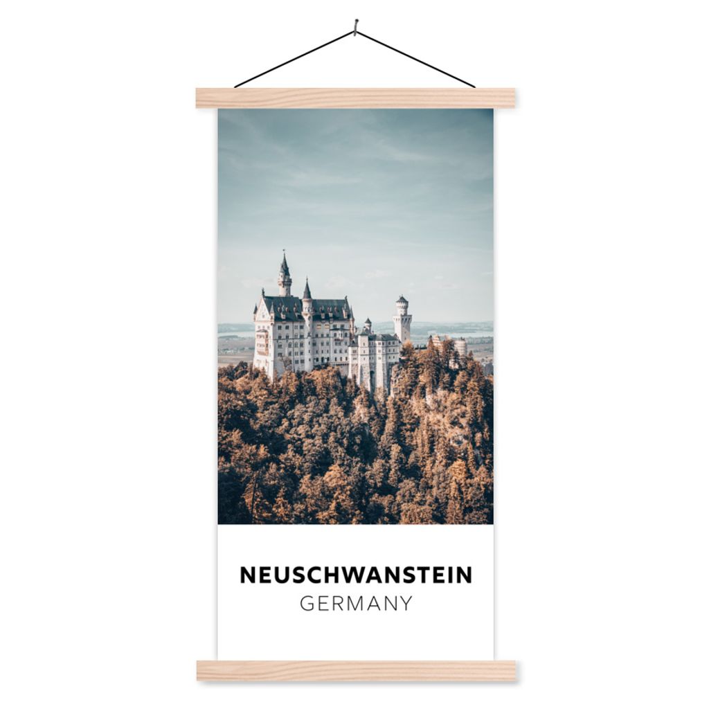 MuchoWow Textilposter Deutschland - Wald - Architektur 40x80 cm mit holzfarbenen Rahmen - Wohnzimmer