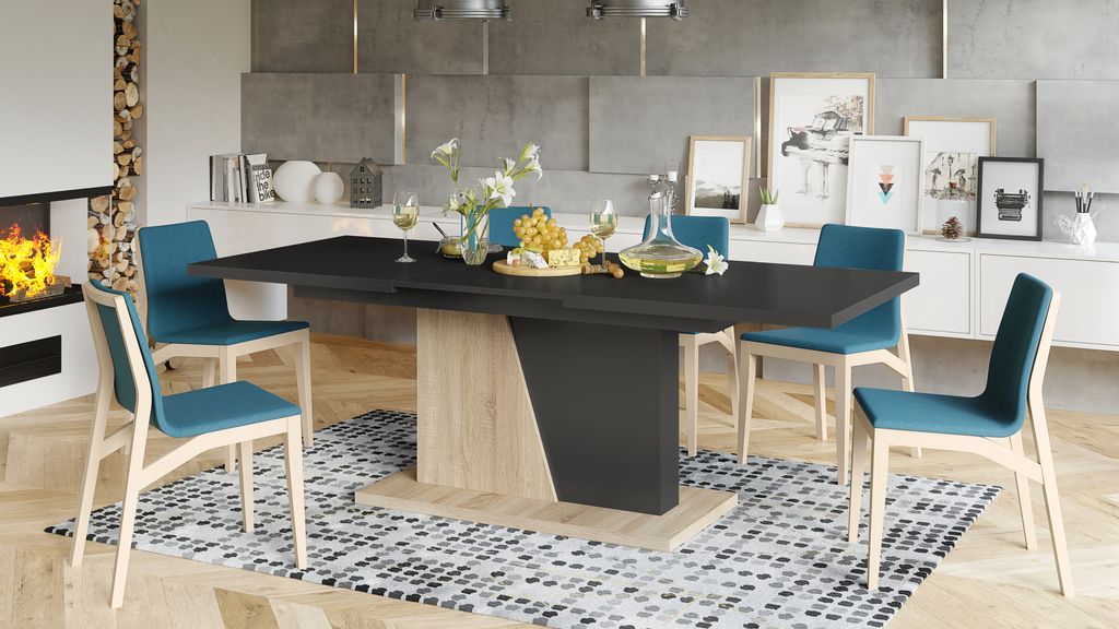 Design Esstisch Tisch Noble Noir ausziehbar 160 bis 218 cm