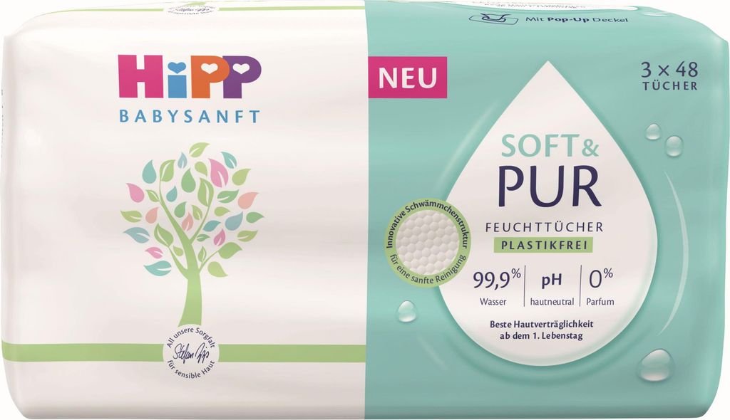 Hipp Babysanft Soft & Pur Feuchttücher 3x 48 Tücher Produktbild 