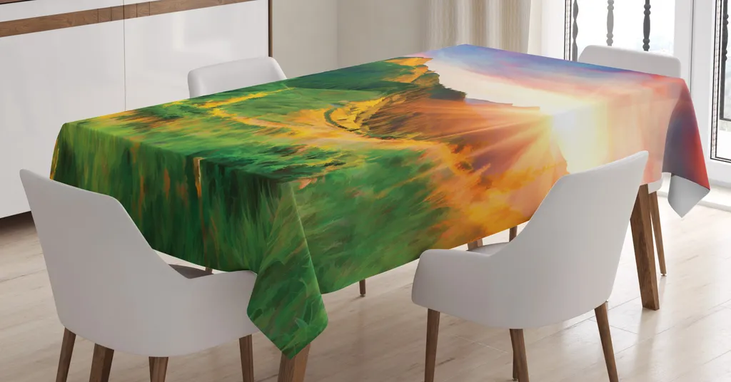 Tovaglia Antimacchia ABAKUHAUS 140x240cm Vista Montagna Verde Blu