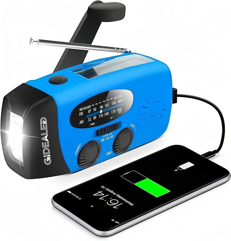 Solar radio,Selbstbetriebenes Kurbelradio mit LED-Taschenlampe,Notfallradio AM/FM Wetter Wind Up Radio, Handkurbel-Dynamo für Notladung von Smartp...