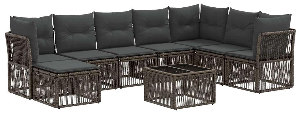 vidaXL Gartensofa-set 9 pcs Grau Poly-Rattan