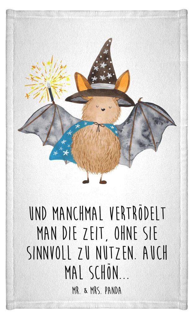 Mr. & Mrs. Panda Handtuch Fledermaus Zauberer - Weiß - Geschenk, Reinsteigern, Frauen, Frotteehandtuch, Baumwollhandtuch, Fledermäuse, Magier, G...