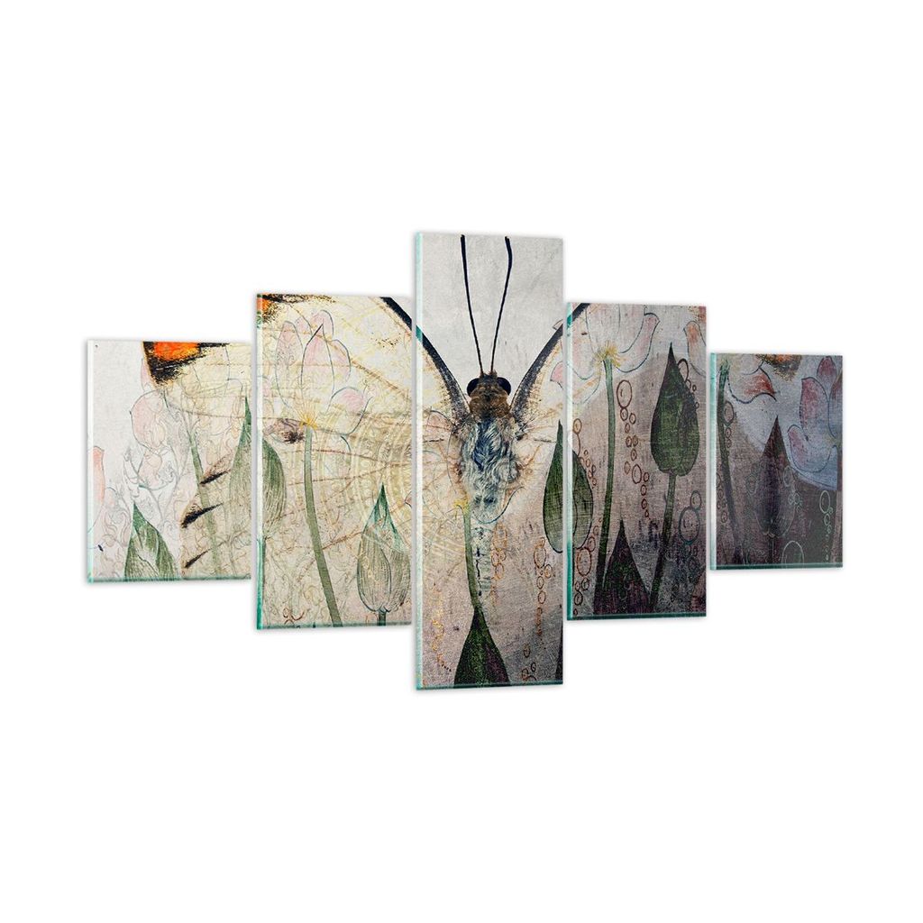 Bilder auf glas - Schmetterling Abstraktion - 125x70cm - Glasbilder - Wandbilder - Kunstdruck - zum Aufhängen bereit - Wanddekoration aus Glas - G...