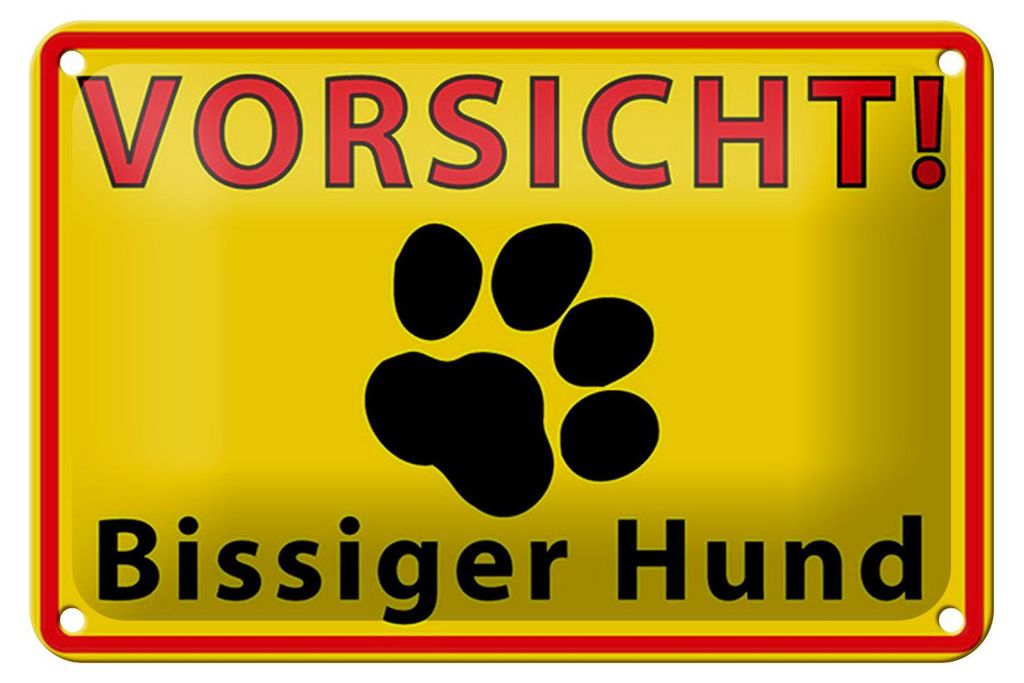 Blechschild Tiere 18x12cm Vorsicht bissiger Hund