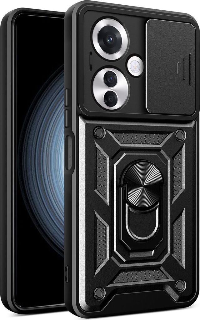 Hülle für Oppo Reno11 F Magnetische Ring Ständer Halter Dia Kameraschutz TPU Bumper Silikon Schutzhülle Schwarz