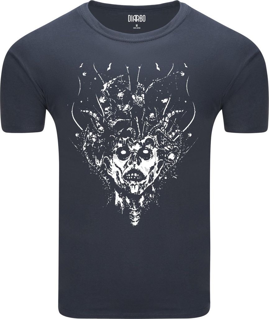 Diarbo Herren T-Shirt mit Düsterem Druck Halloween-Dämon Dunkelgrau Gr.M