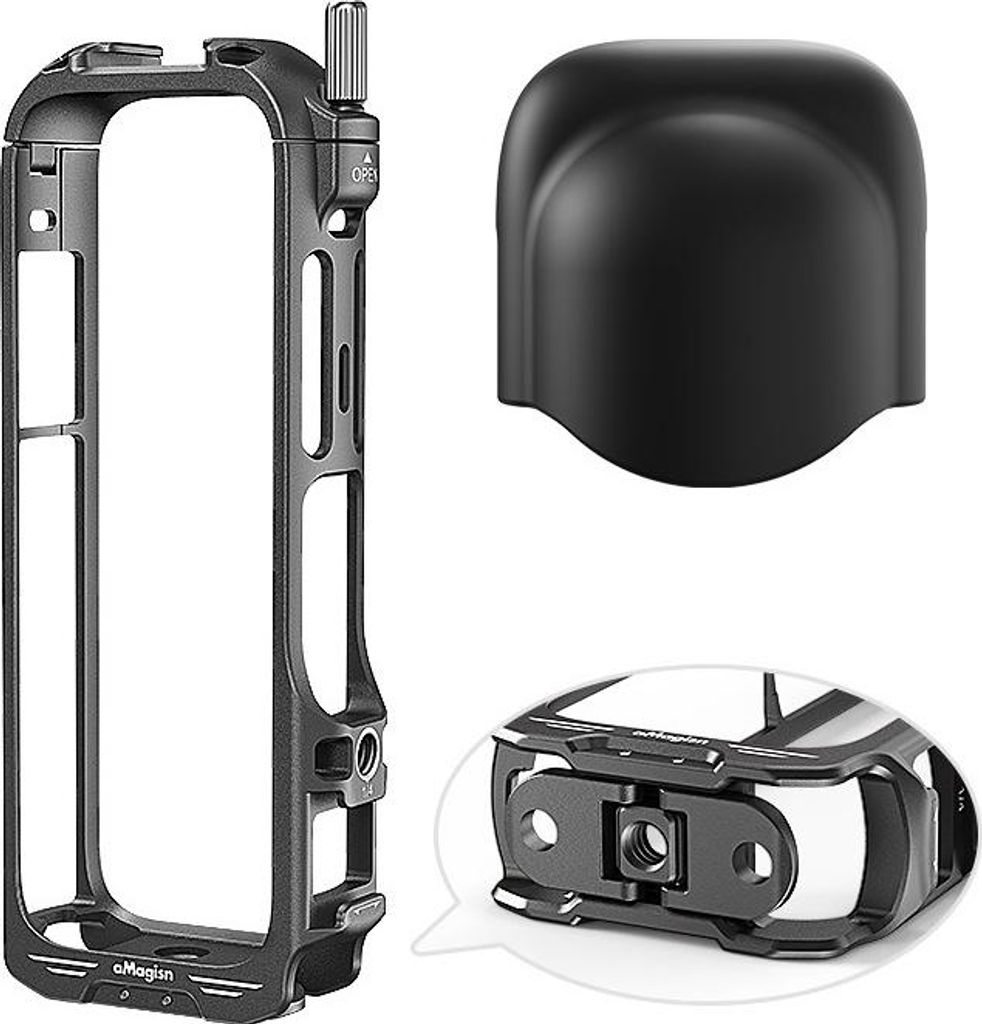 INF Metall-Schutzrahmen für Insta360 X4 mit Objektivschutz, 2-Krallen-Design