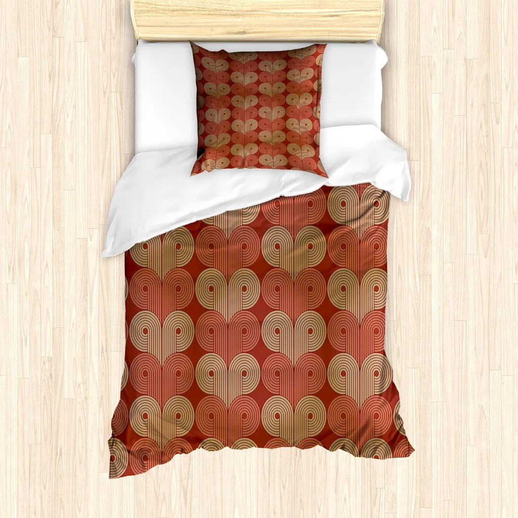ABAKUHAUS Set Copripiumino Vintage Paprika 135x200cm Antiacaro