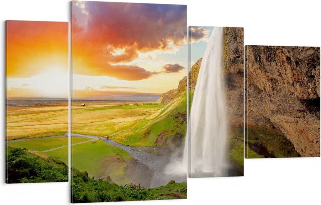 Bild auf Leinwand - Leinwandbild - Geologie island Wiese - 120x70cm - Wand Bild - Wanddeko - Leinwanddruck - Bilder - Kunstdruck - Wanddekoration -...