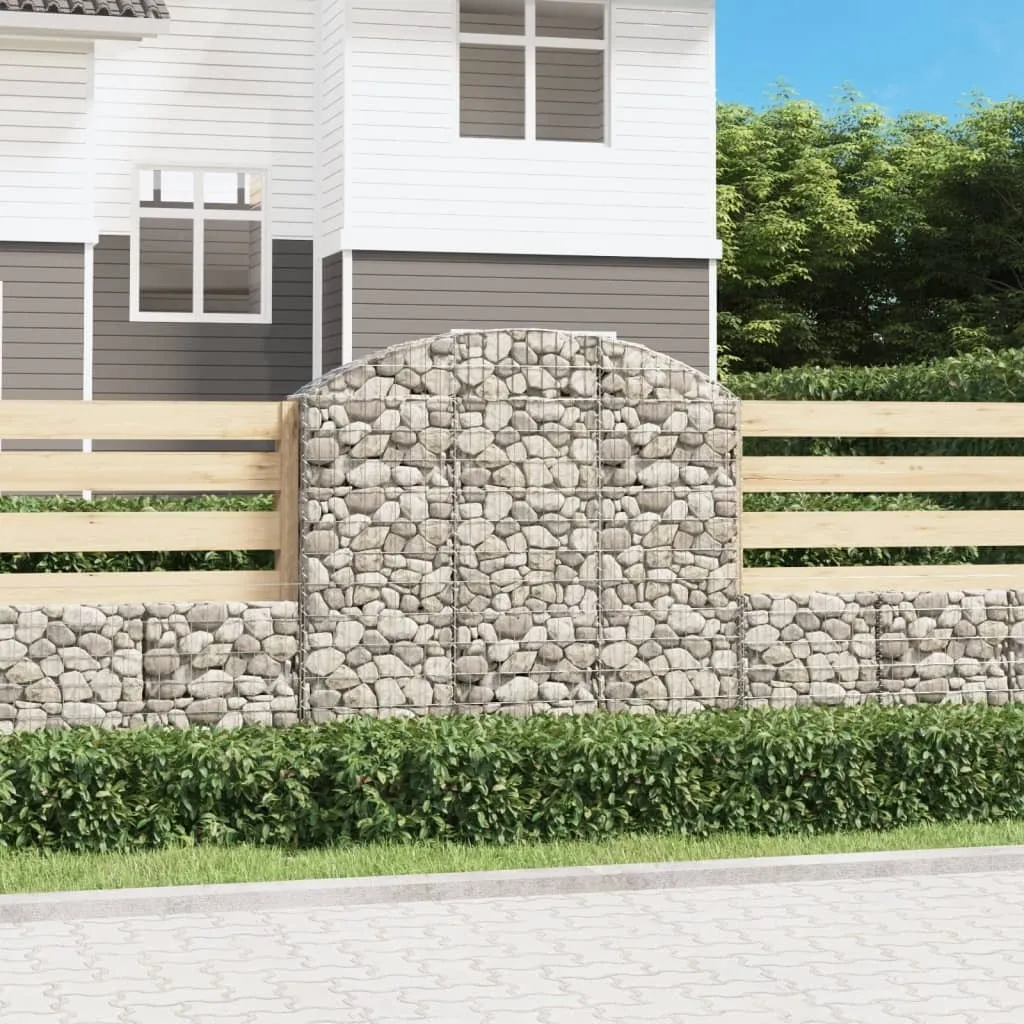 Gabion avec arche haute 150x30x140/160 cm en fer galvanisé The Living Store