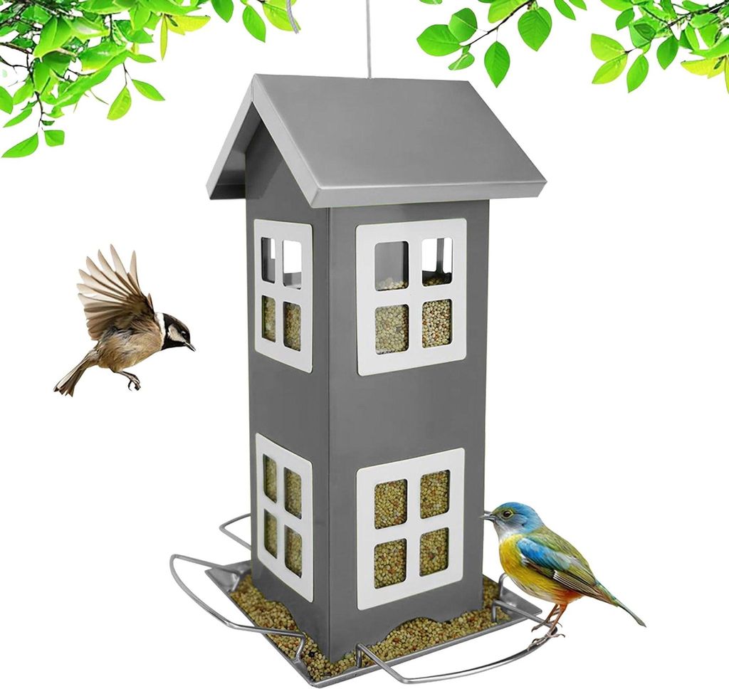 Hängendes Vogelhaus aus Metall mit abnehmbarem Dach