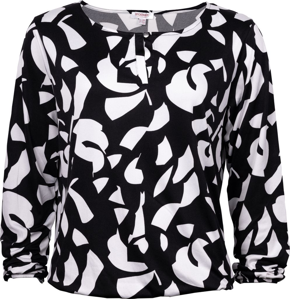 Stooker Women CALLA PRINT Damen Langarmshirt Regular Fit 40/42 black abstract aop
