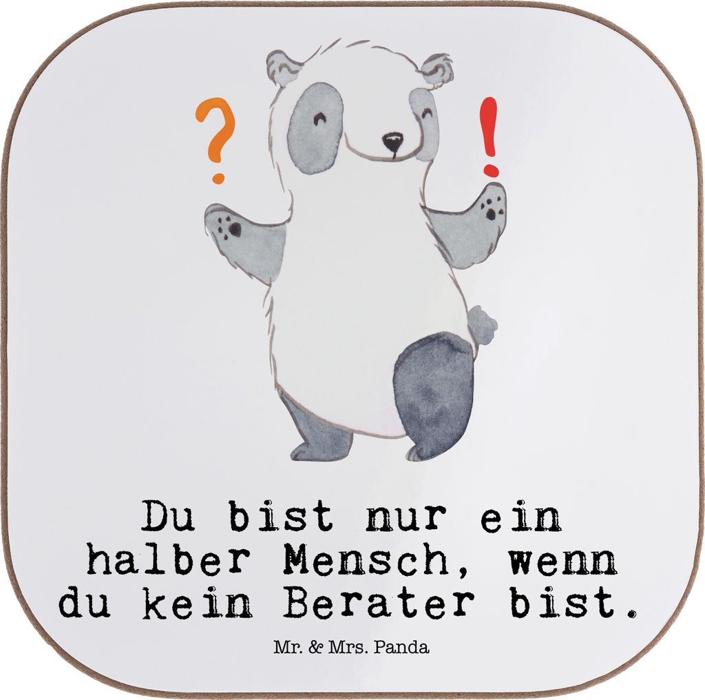Mr. & Mrs. Panda Untersetzer für Gläser Berater Herz - Weiß - Geschenk, Witzig, Coaster, gläseruntersetzer, Finanzberater, Lustig, Eröffnung, ...