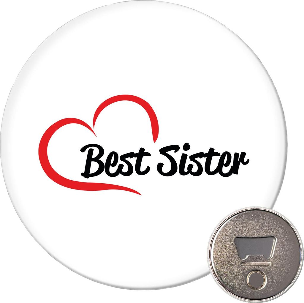 Huuraa Magnet Best Sister Heart 59mm Kühlschrankmagnet rund Flaschenöffner Geschenkidee