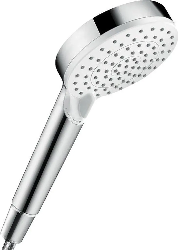 Pommeau de douche 3 jets avec tête 100mm en finition blanc et chrome