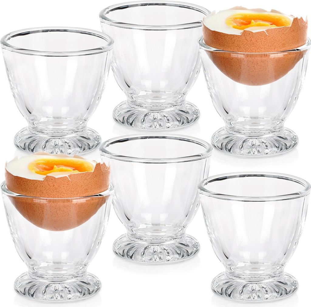 6x Eierbecherständer aus Glas zum Servieren von Eiern