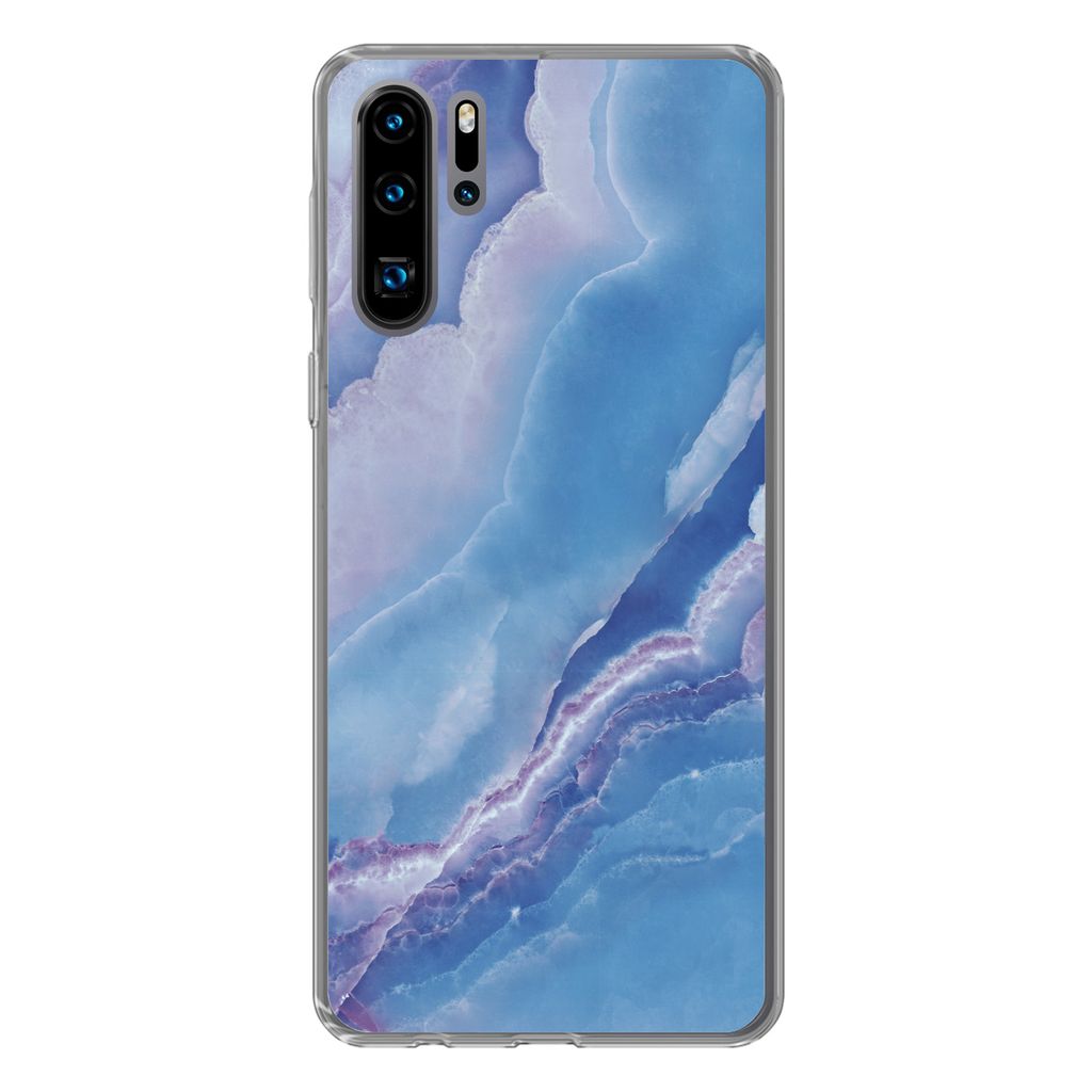 MuchoWow Handyhülle Schutzhülle Hülle für Huawei P30 Pro Natursteine - Lila - Mineralien Silikon Softcase Handy Hülle - Schutzdeckel