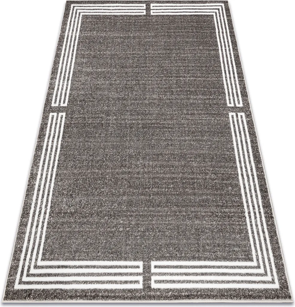 Grand tapis de salon moderne MATEO motif géométrique gris 180x270 cm