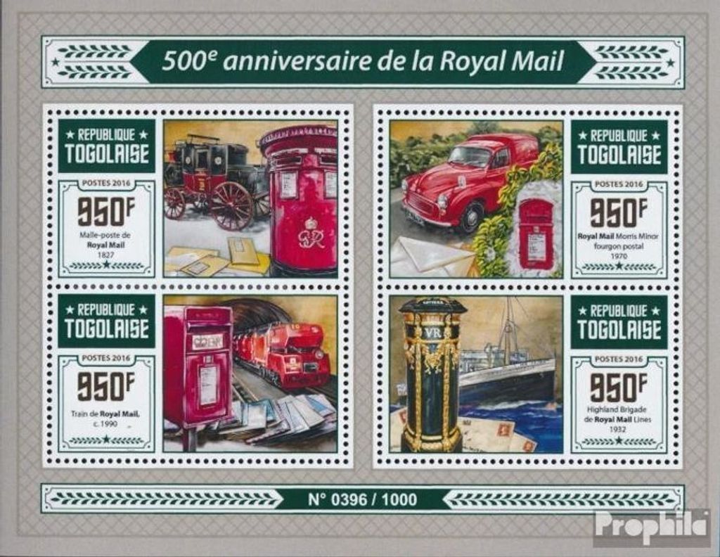 Briefmarken Togo 2016 Mi 7222-7225 Kleinbogen (kompl. Ausgabe) postfrisch Royal Mail