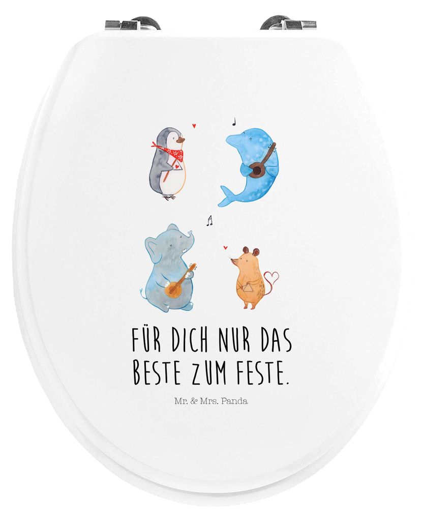 Mr. & Mrs. Panda Toilettendeckel Big Band - Weiß - Geschenk, WC Brille, Hund, Triangel, Sitz, Gitarre, WC-Sitz, Pinguin, Lustige Sprüche, Musik, ...
