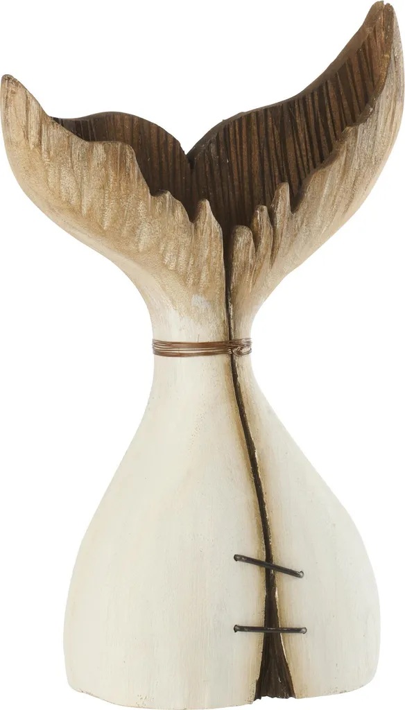 Queue de baleine bois naturel et blanc J-Line sculpture bois exotique