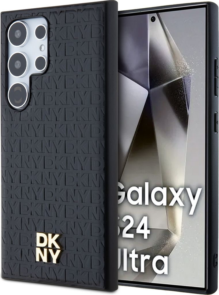 DKNY DKHMS24LPSHRPSK S24 Ultra S928 schwarz hardcase Leather Pattern Metal Logo MagSafe Schutzhülle