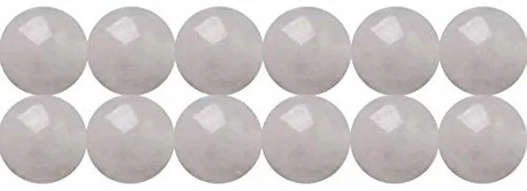 Collier jade blanc véritable 6 mm - Perles naturelles rondes 38 cm
