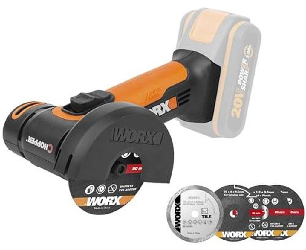 Akku-Mini-Winkelschleifer Chopper WORX 20 V mit Produktbild 