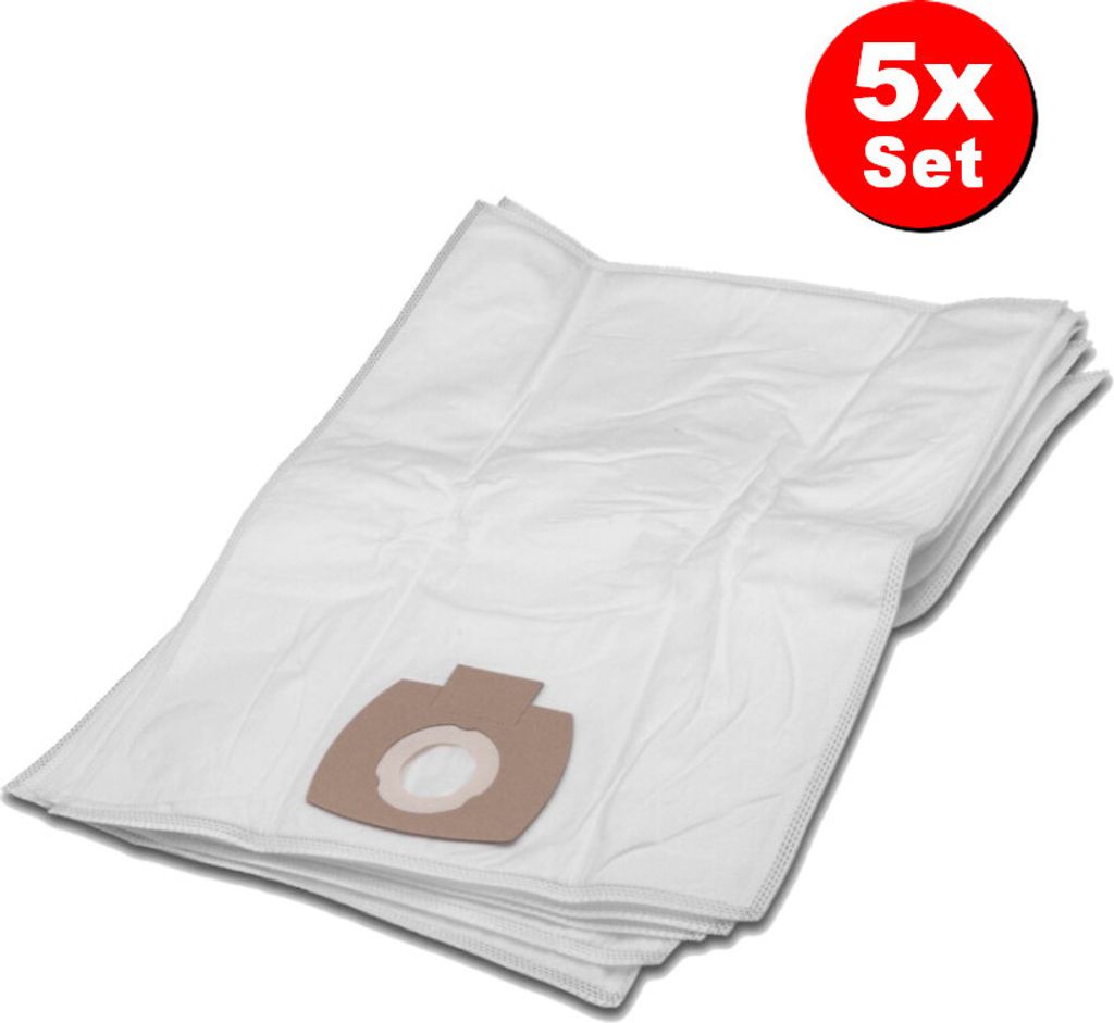 5x Trade-Shop Vlies Staubsauger-Beutel / Saugbeutel / Filtersäcke kompatibel mit Metabo ASA 25 L PC, ASA 30 L PC Inox ersetzt 630296000 / Volumen 30L