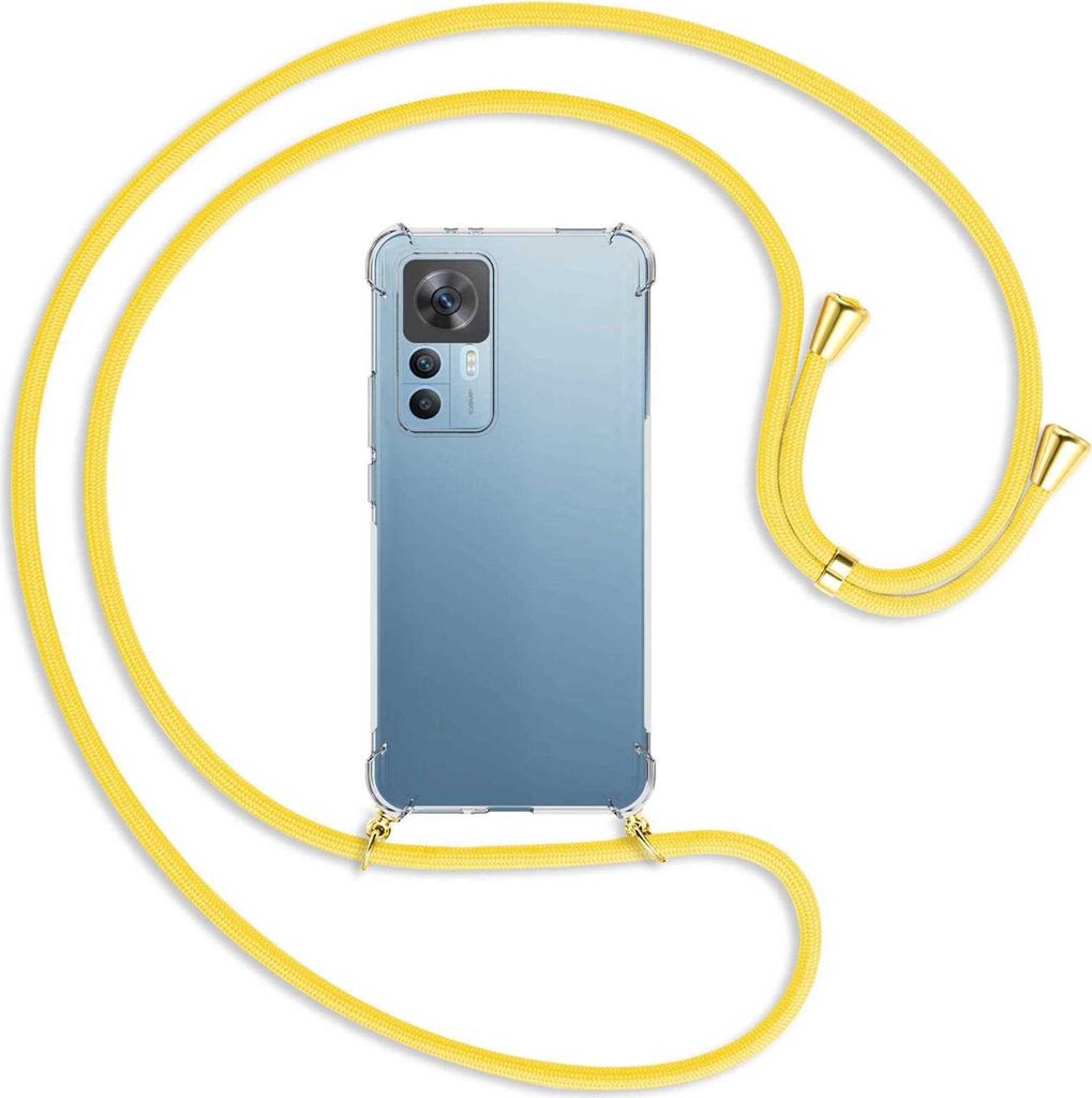 Handykette Backcover-Schutzhülle mit Band (Metall goldfarben) für Xiaomi 12T (6.67'' FC) - gelb