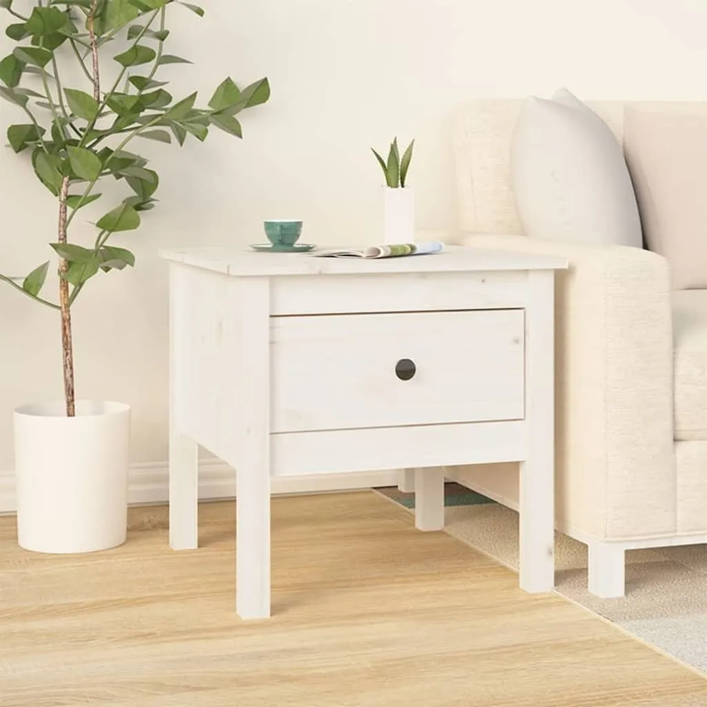 Tables d'appoint Blanches en Pin Massif 50x50 cm - Design Durable - 5