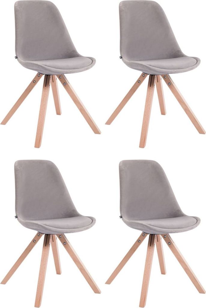 4er Set Stühle Toulouse Samt Square natura grau