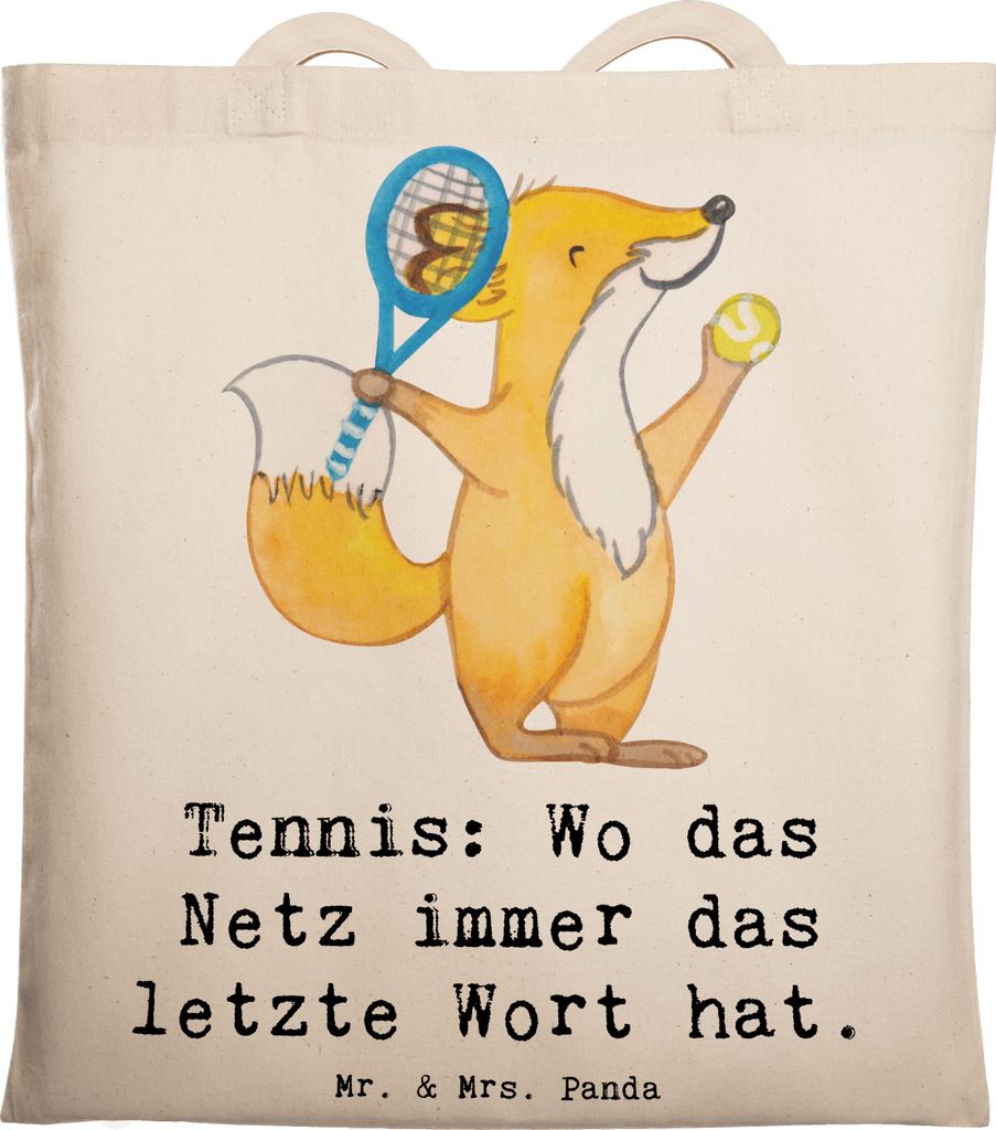 Mr. & Mrs. Panda Jutebeutel Tennis Netz - Transparent - Geschenk, Tennisplatz, Punkt, Ausrüstung, Shopping Tasche, Wettkampf, Tote Bag, Sportler, ...