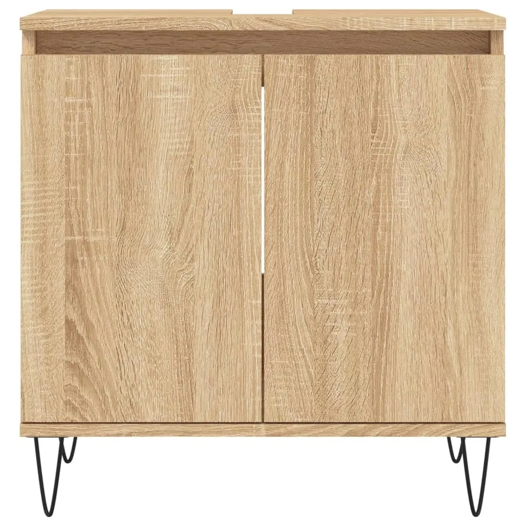 VidaXL Armadietto Da Bagno Rovere Sonoma 30x30x100 Cm – Legno Multistrato Con 2 Ante E Ripiano Aperto