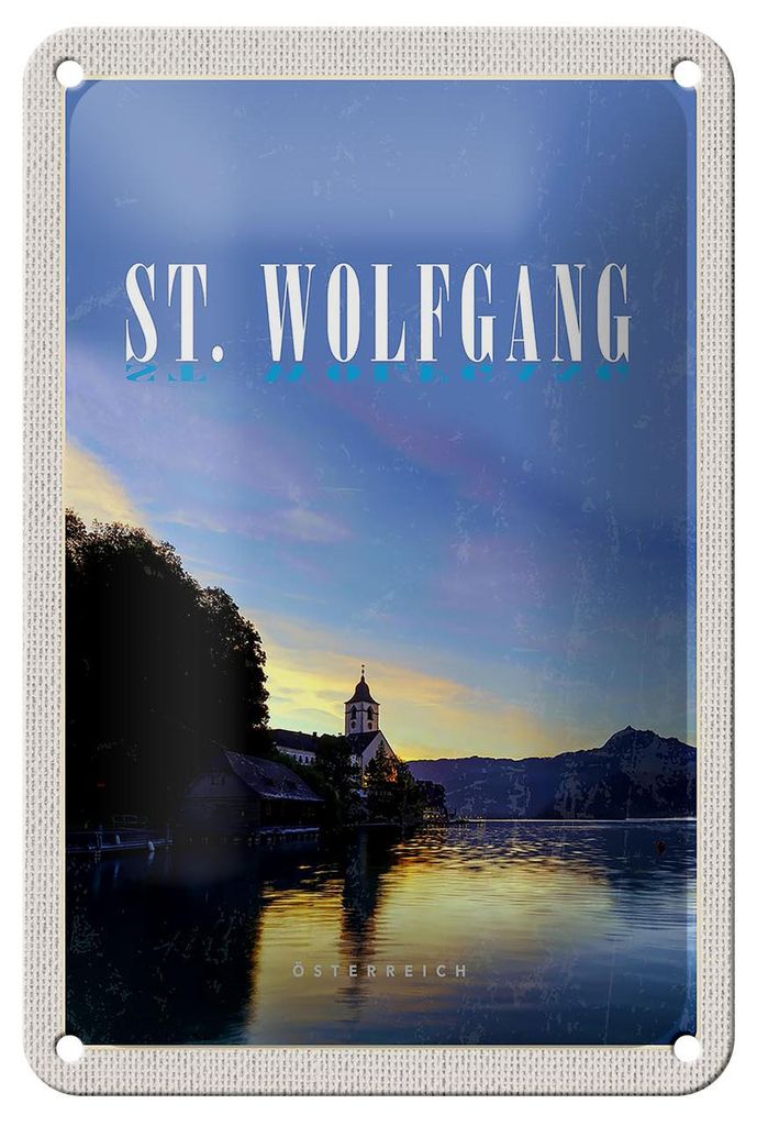 Blechschild Reise 12x18cm St. Wolfgang See Österreich Urlaub Schild
