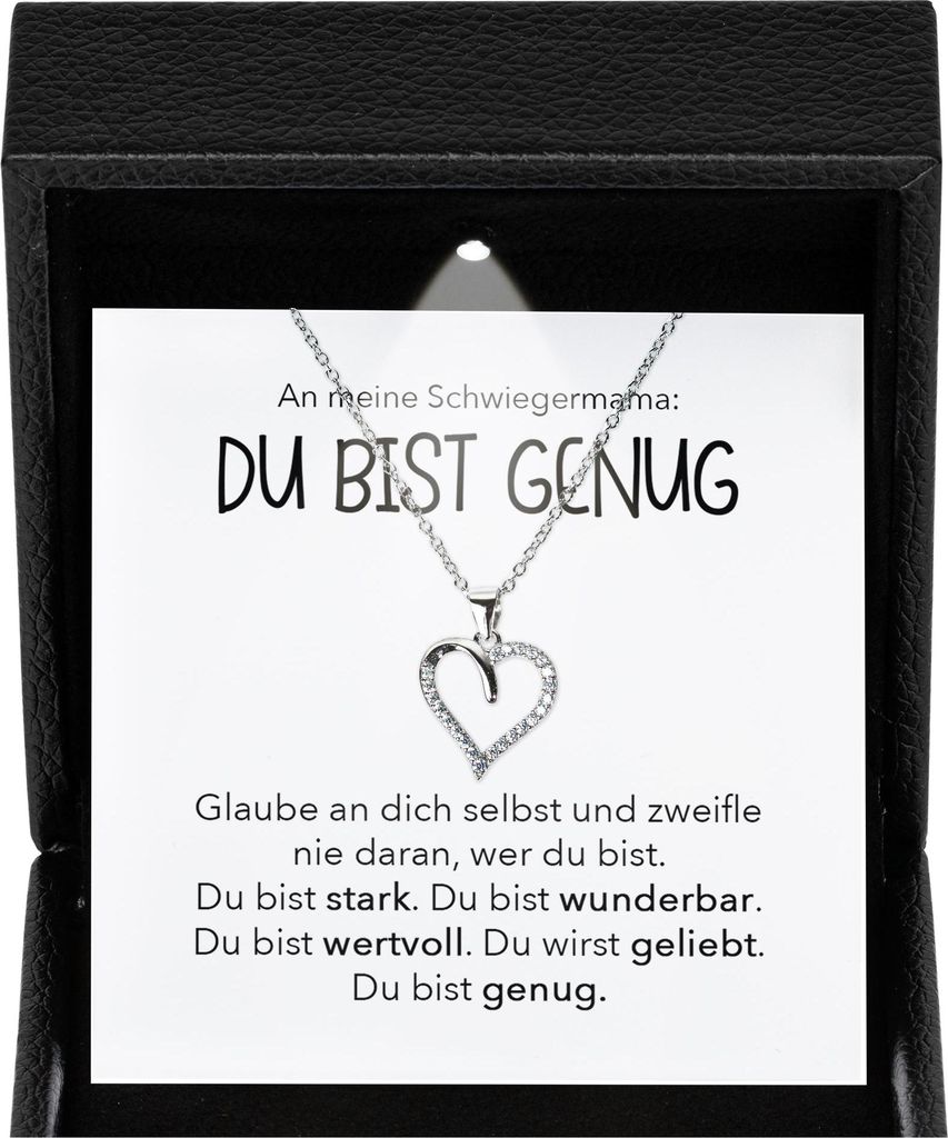 22Feels Schwiegermama Geschenk Hochzeit Idee - Silber 925/000 Herz Halskette Frauen - Schwiegermutter Damen Schmuck Schwiegereltern - Karte Premium...