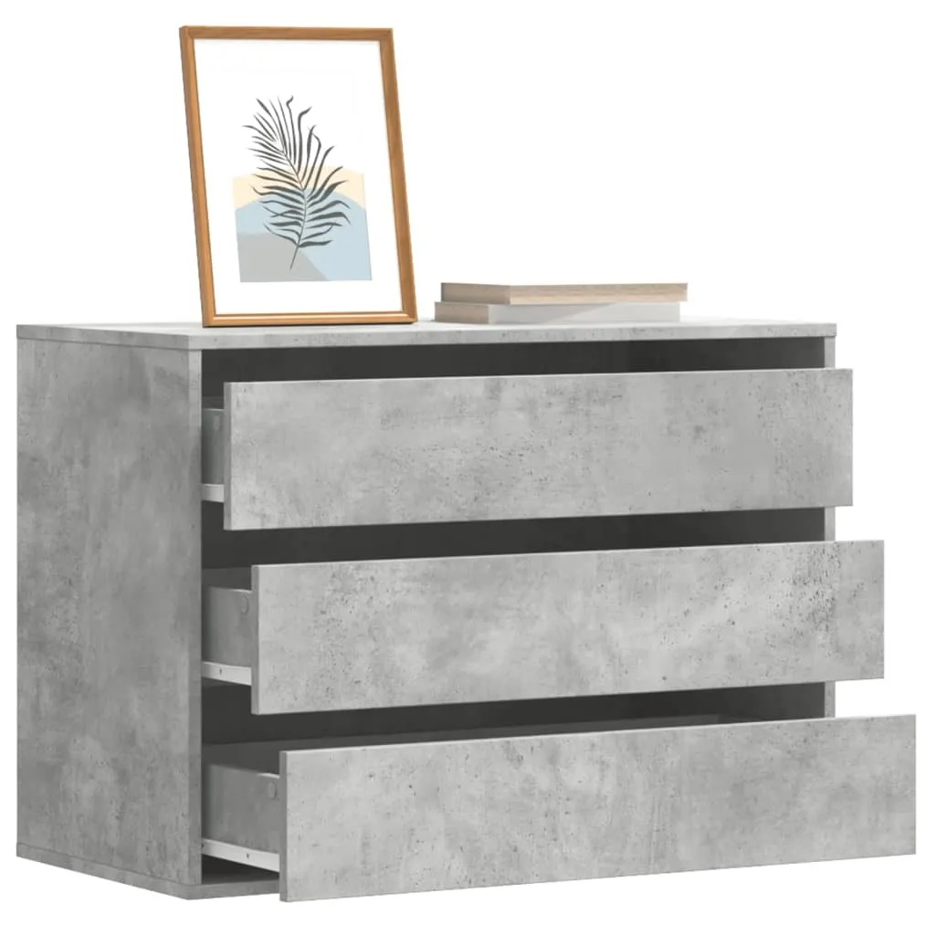 Cassettiera Design Moderno Grigio Cemento 80x41x58 cm per Casa
